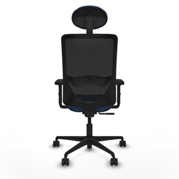 Zulema sincro malla negra bali azul marino brazos 2D base nailon cabecero fijo ruedas 65mm nailon