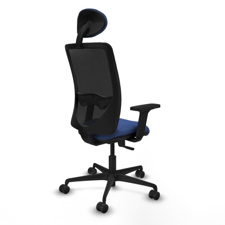 Zulema sincro malla negra bali azul marino brazos 2D base nailon cabecero fijo ruedas 65mm nailon