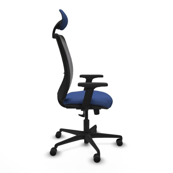 Zulema sincro malla negra bali azul marino brazos 2D base nailon cabecero fijo ruedas 65mm nailon