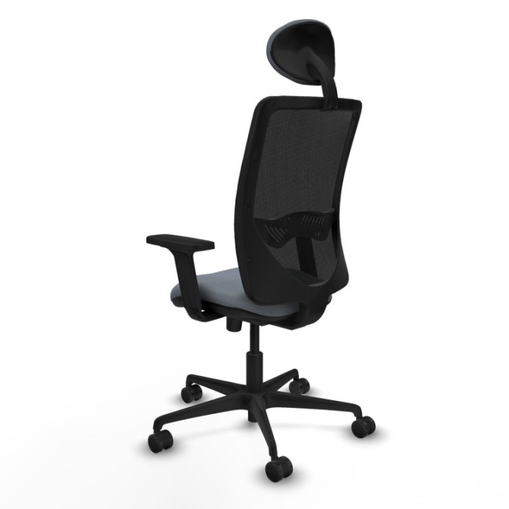 Zulema sincro malla negra bali gris brazos 2D base nailon cabecero fijo ruedas 65mm nailon