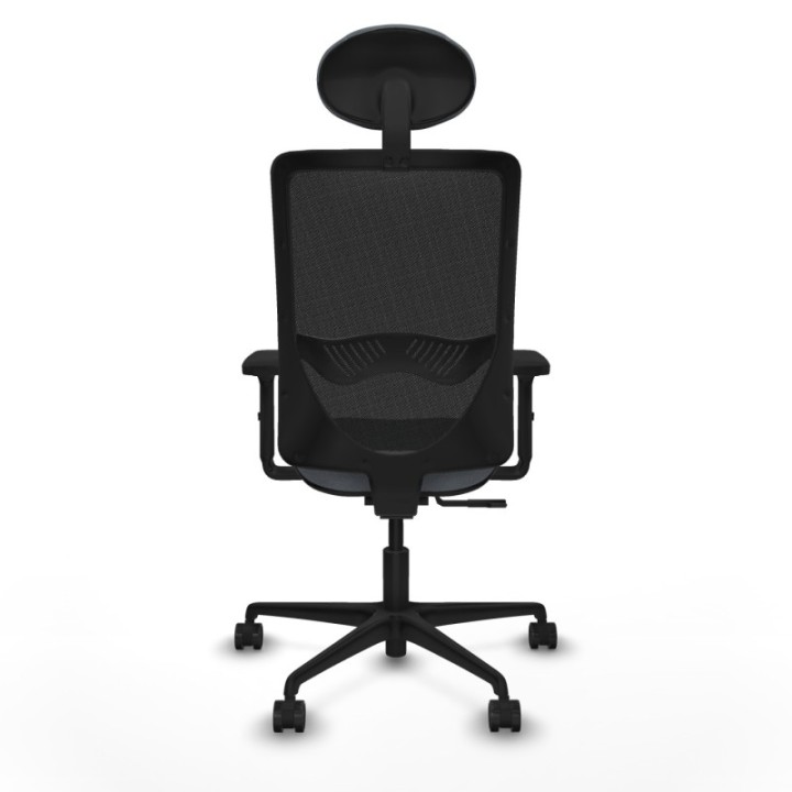 Zulema sincro malla negra bali gris brazos 2D base nailon cabecero fijo ruedas 65mm nailon