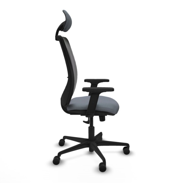 Zulema sincro malla negra bali gris brazos 2D base nailon cabecero fijo ruedas 65mm nailon