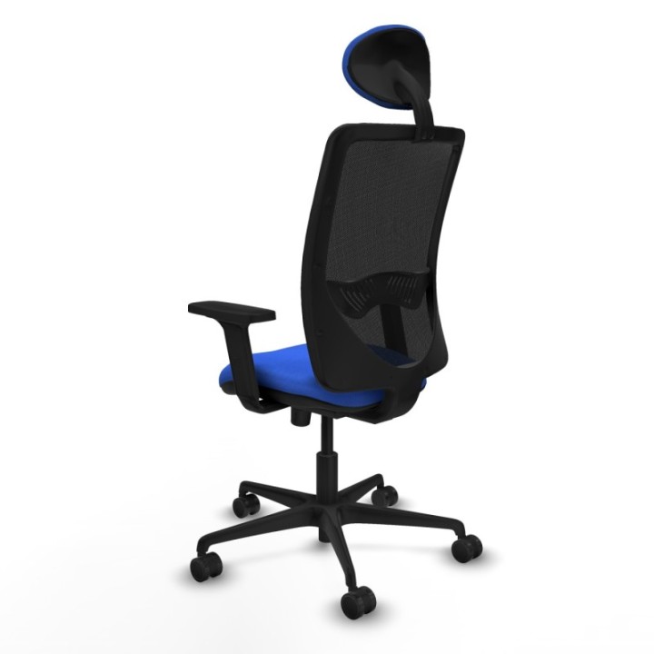 Zulema sincro malla negra bali azul brazos 2D base nailon cabecero fijo ruedas 65mm nailon