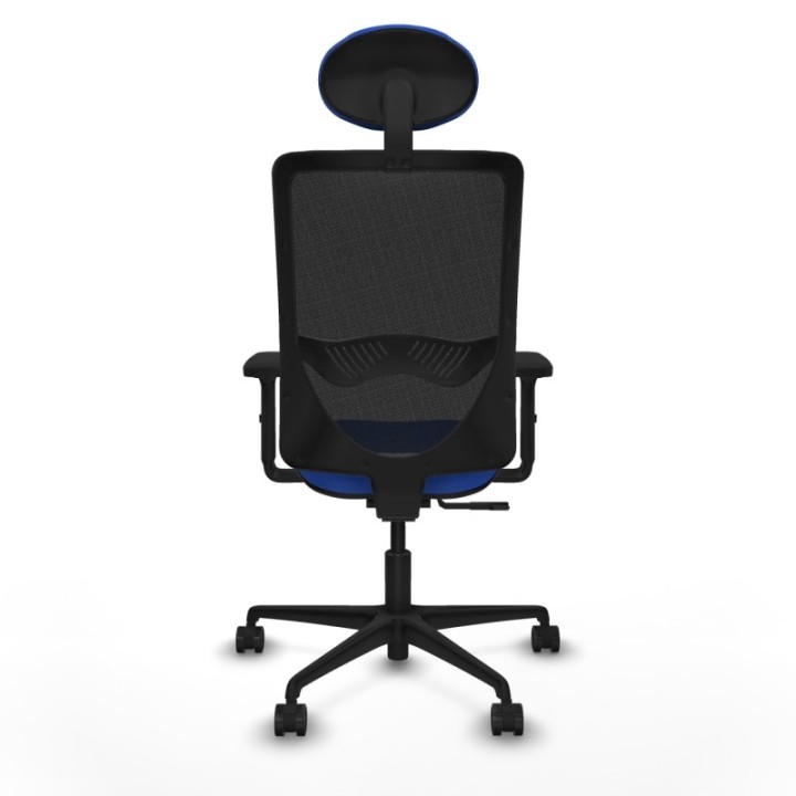 Zulema sincro malla negra bali azul brazos 2D base nailon cabecero fijo ruedas 65mm nailon