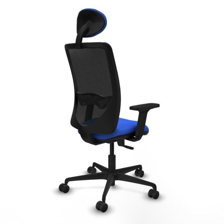 Zulema sincro malla negra bali azul brazos 2D base nailon cabecero fijo ruedas 65mm nailon