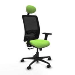 Zulema sincro malla negra bali pistacho brazos 2D base nailon cabecero fijo ruedas 65mm nailon