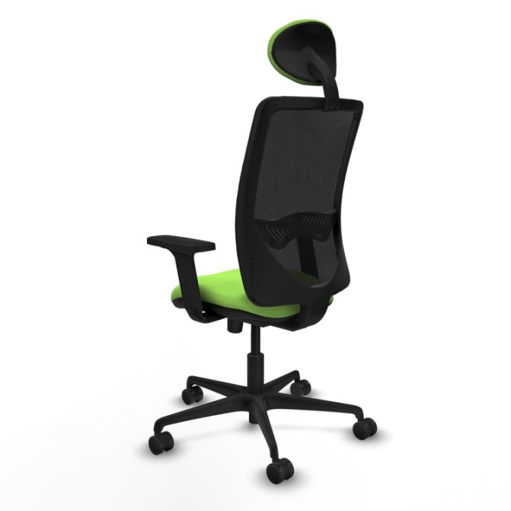 Zulema sincro malla negra bali pistacho brazos 2D base nailon cabecero fijo ruedas 65mm nailon