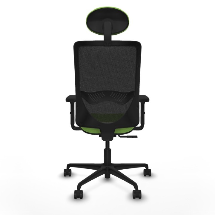 Zulema sincro malla negra bali pistacho brazos 2D base nailon cabecero fijo ruedas 65mm nailon