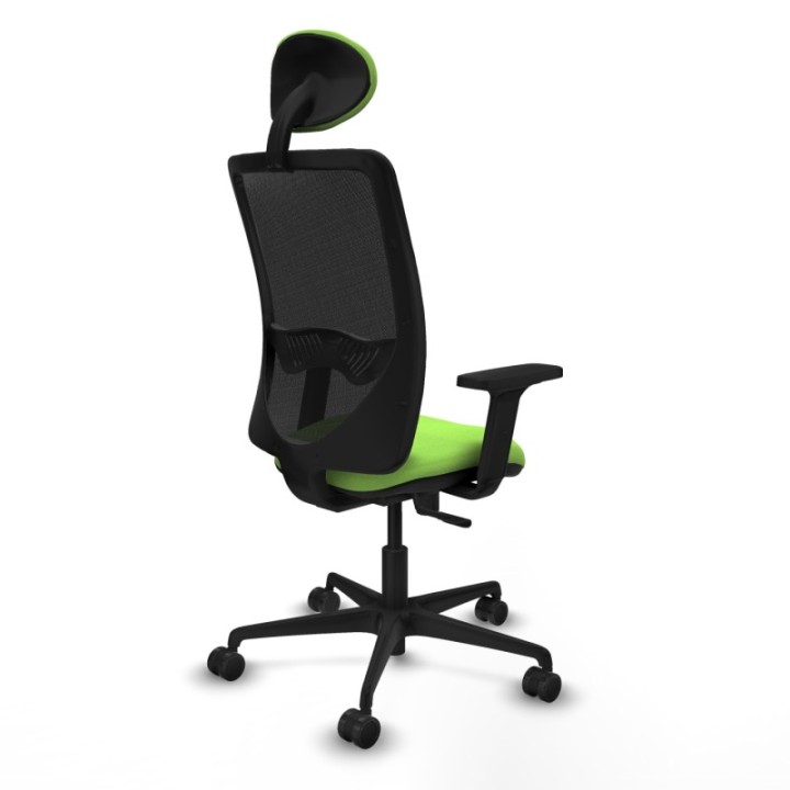 Zulema sincro malla negra bali pistacho brazos 2D base nailon cabecero fijo ruedas 65mm nailon