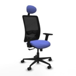 Zulema sincro malla negra bali azul claro brazos 2D base nailon cabecero fijo ruedas 65mm nailon