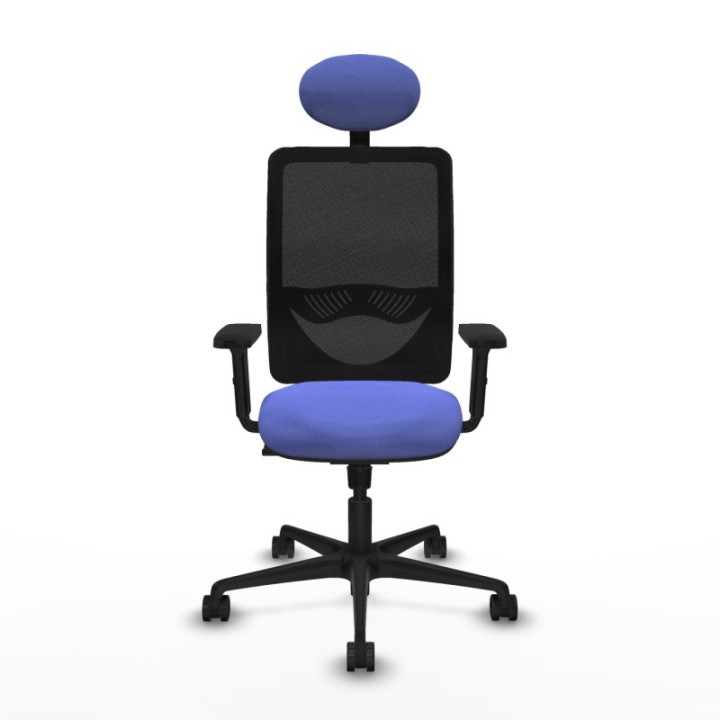 Zulema sincro malla negra bali azul claro brazos 2D base nailon cabecero fijo ruedas 65mm nailon