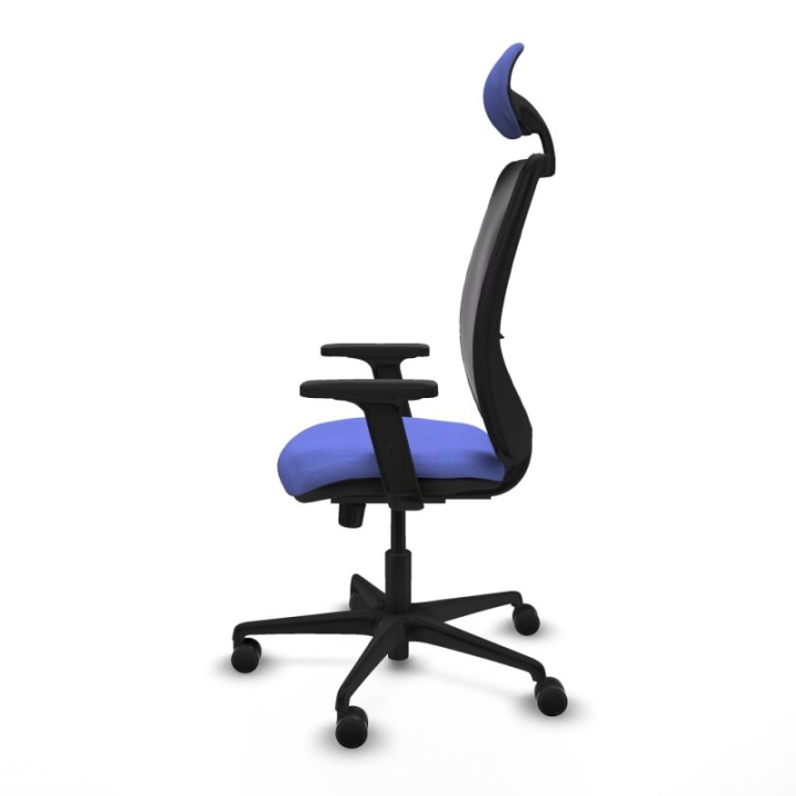 Zulema sincro malla negra bali azul claro brazos 2D base nailon cabecero fijo ruedas 65mm nailon