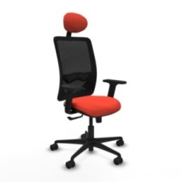 Zulema sincro malla negra bali naranja oscuro brazos 2D base nailon cabecero fijo ruedas 65mm nailon