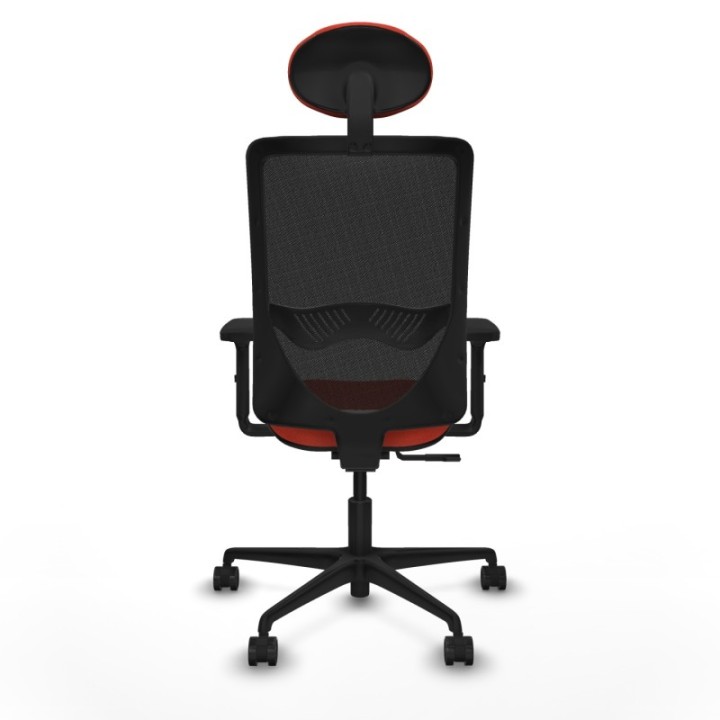 Zulema sincro malla negra bali naranja oscuro brazos 2D base nailon cabecero fijo ruedas 65mm nailon