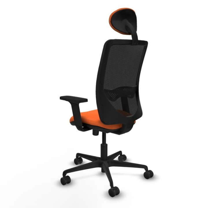 Zulema sincro malla negra bali naranja brazos 2D base nailon cabecero fijo ruedas 65mm nailon