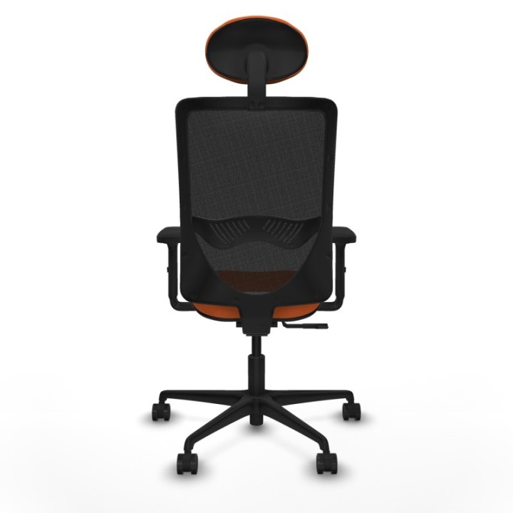 Zulema sincro malla negra bali naranja brazos 2D base nailon cabecero fijo ruedas 65mm nailon