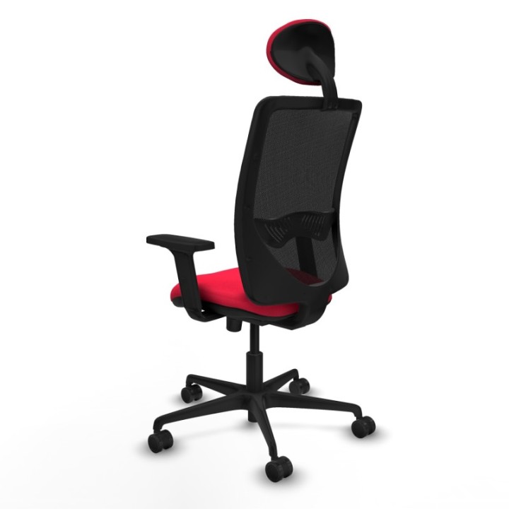 Zulema sincro malla negra bali rojo brazos 2D base nailon cabecero fijo ruedas 65mm nailon