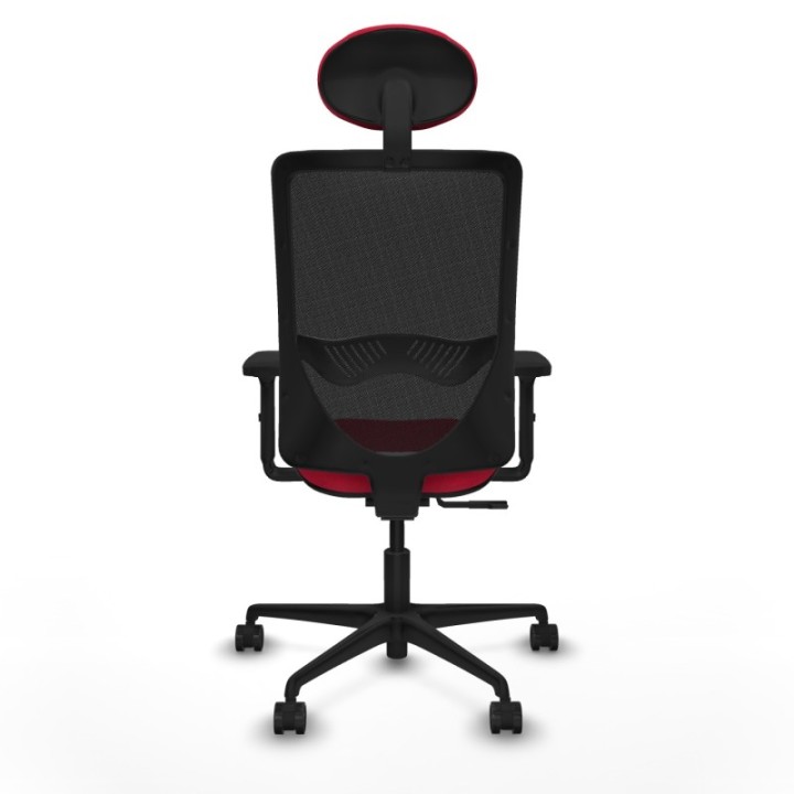 Zulema sincro malla negra bali rojo brazos 2D base nailon cabecero fijo ruedas 65mm nailon