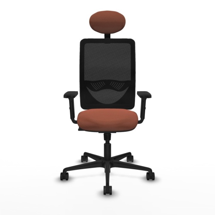 Zulema sincro malla negra bali marrón brazos 2D base nailon cabecero fijo ruedas 65mm nailon