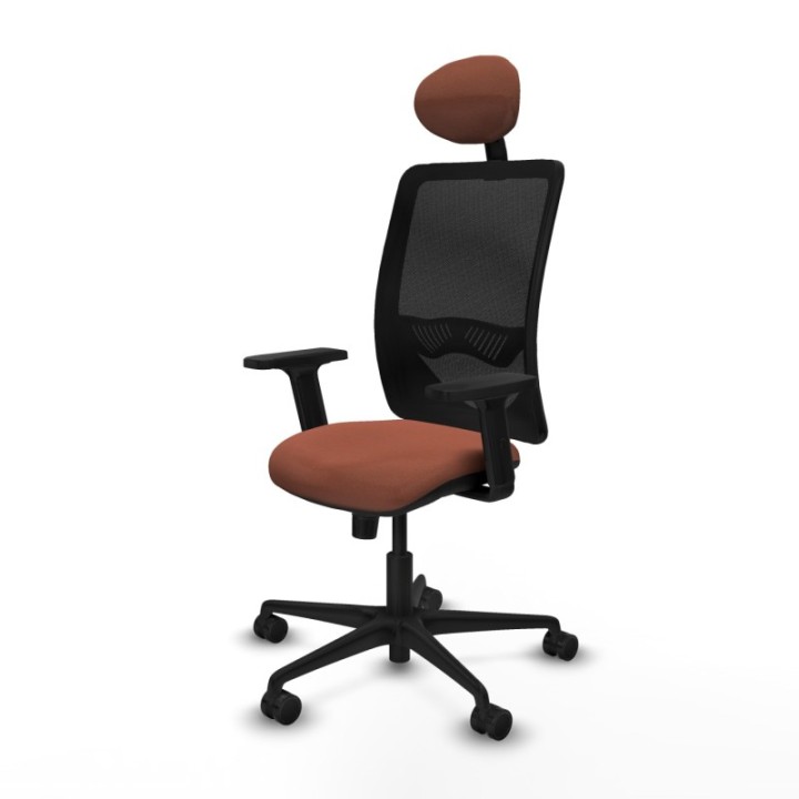 Zulema sincro malla negra bali marrón brazos 2D base nailon cabecero fijo ruedas 65mm nailon