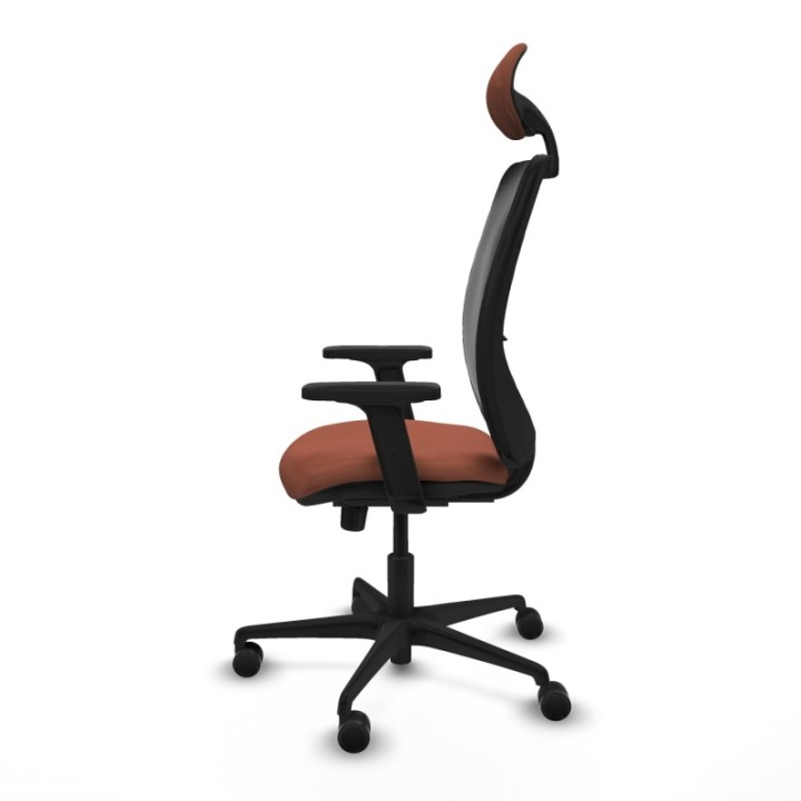 Zulema sincro malla negra bali marrón brazos 2D base nailon cabecero fijo ruedas 65mm nailon