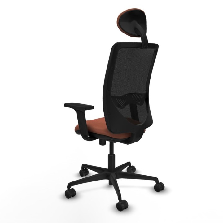 Zulema sincro malla negra bali marrón brazos 2D base nailon cabecero fijo ruedas 65mm nailon