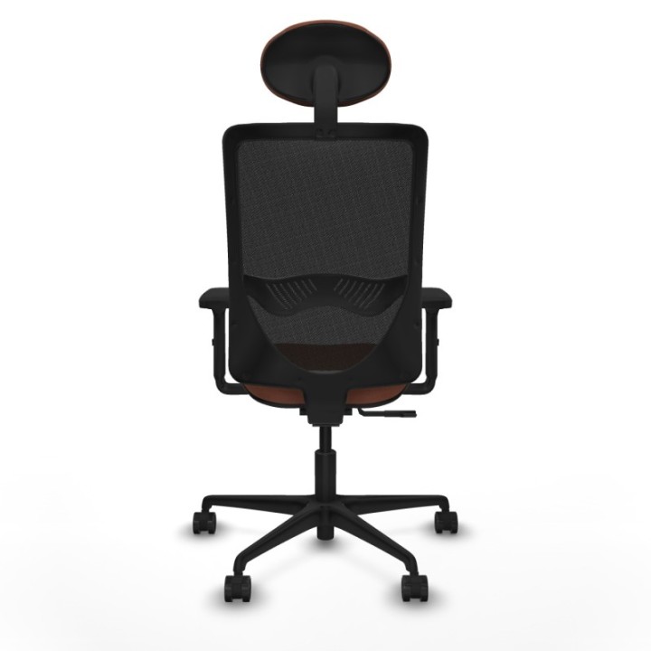 Zulema sincro malla negra bali marrón brazos 2D base nailon cabecero fijo ruedas 65mm nailon