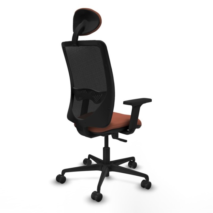 Zulema sincro malla negra bali marrón brazos 2D base nailon cabecero fijo ruedas 65mm nailon