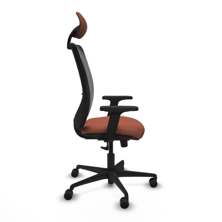 Zulema sincro malla negra bali marrón brazos 2D base nailon cabecero fijo ruedas 65mm nailon