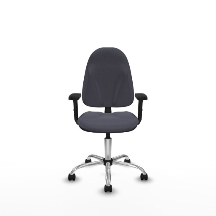 Algarra CP bali gris oscuro brazos 2D base cromada ruedas nailon 50mm