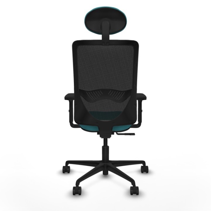 Zulema sincro malla negra bali turquesa brazos 2D base nailon cabecero fijo ruedas 65mm nailon