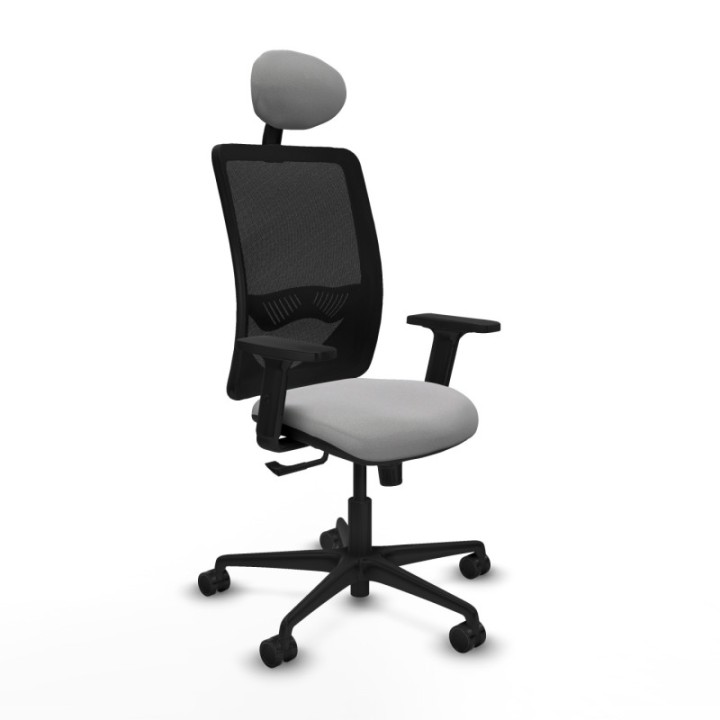 Zulema sincro malla negra bali gris claro brazos 2D base nailon cabecero fijo ruedas 65mm nailon