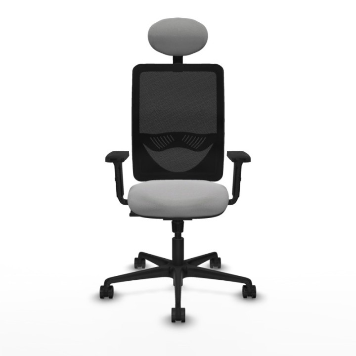 Zulema sincro malla negra bali gris claro brazos 2D base nailon cabecero fijo ruedas 65mm nailon