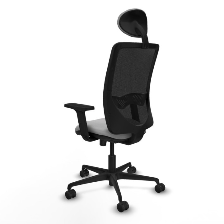 Zulema sincro malla negra bali gris claro brazos 2D base nailon cabecero fijo ruedas 65mm nailon