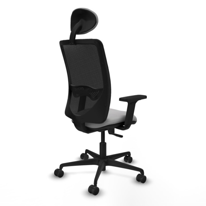 Zulema sincro malla negra bali gris claro brazos 2D base nailon cabecero fijo ruedas 65mm nailon