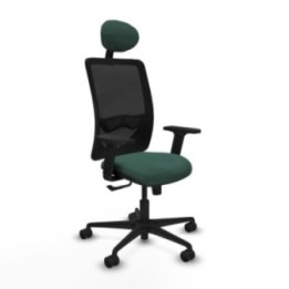 Zulema sincro malla negra bali verde botella brazos 2D base nailon cabecero fijo ruedas 65mm nailon