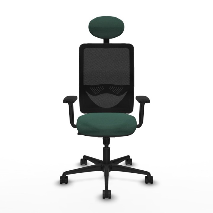 Zulema sincro malla negra bali verde botella brazos 2D base nailon cabecero fijo ruedas 65mm nailon