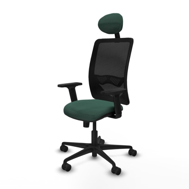 Zulema sincro malla negra bali verde botella brazos 2D base nailon cabecero fijo ruedas 65mm nailon