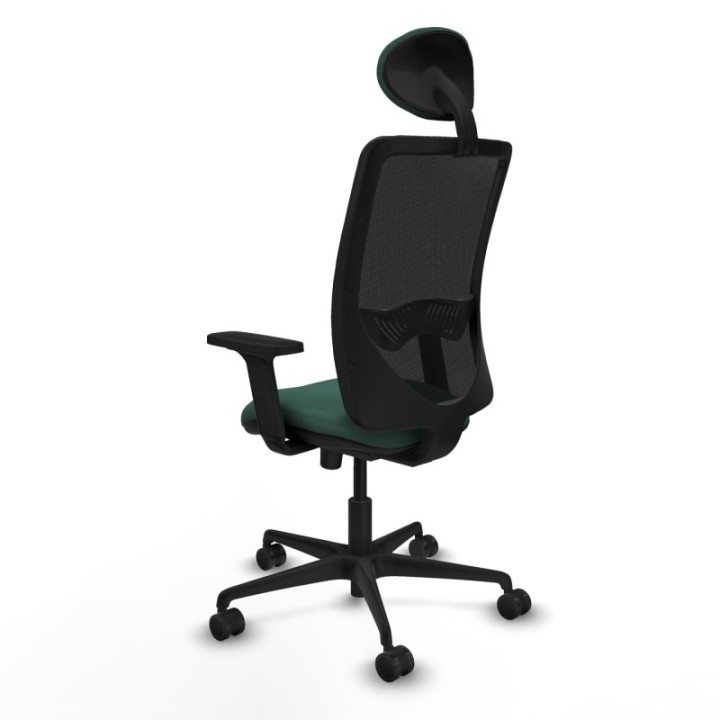 Zulema sincro malla negra bali verde botella brazos 2D base nailon cabecero fijo ruedas 65mm nailon