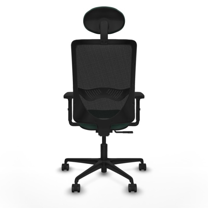 Zulema sincro malla negra bali verde botella brazos 2D base nailon cabecero fijo ruedas 65mm nailon