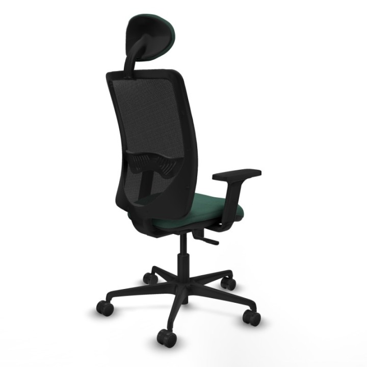 Zulema sincro malla negra bali verde botella brazos 2D base nailon cabecero fijo ruedas 65mm nailon