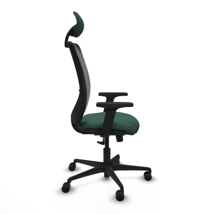 Zulema sincro malla negra bali verde botella brazos 2D base nailon cabecero fijo ruedas 65mm nailon