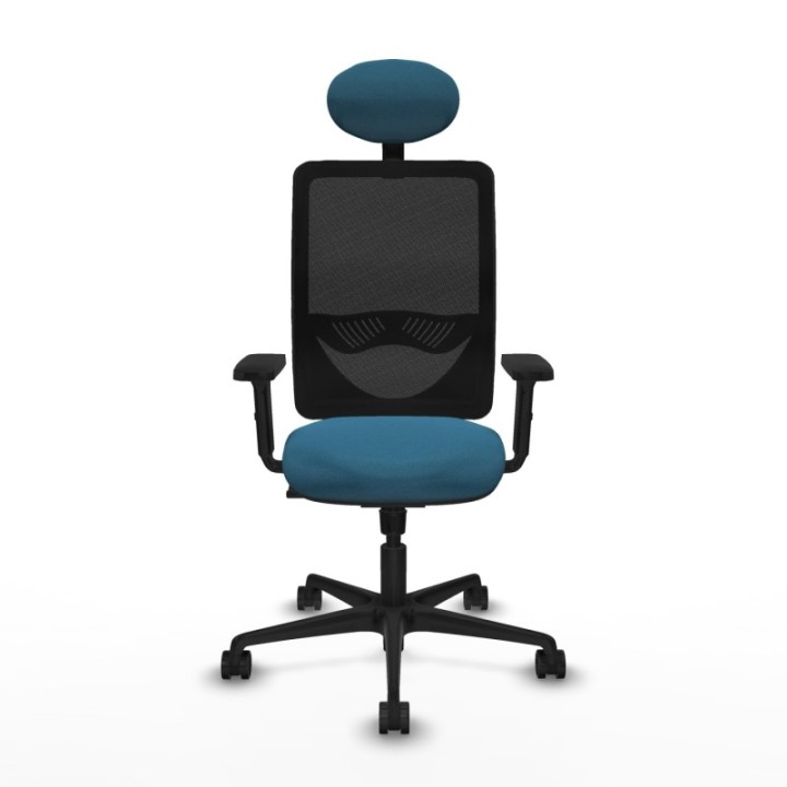 Zulema sincro malla negra bali verde petroleo brazos 2D base nailon cabecero fijo ruedas 65mm nailon