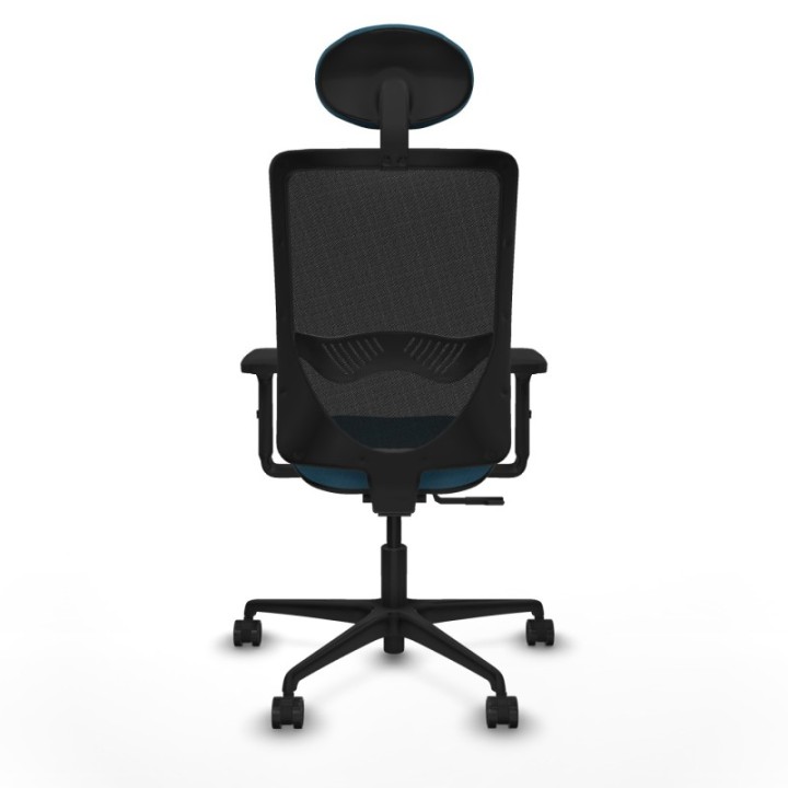 Zulema sincro malla negra bali verde petroleo brazos 2D base nailon cabecero fijo ruedas 65mm nailon