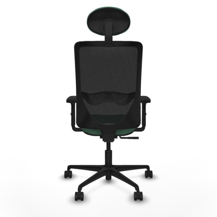 Zulema sincro malla negra bali verde esmeralda brazos 2D base nailon cabecero fijo ruedas 65mm nailon