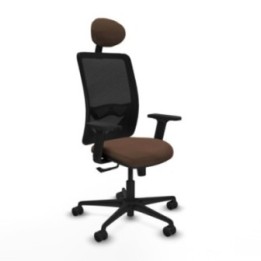 Zulema sincro malla negra bali marrón oscuro brazos 2D base nailon cabecero fijo ruedas 65mm nailon