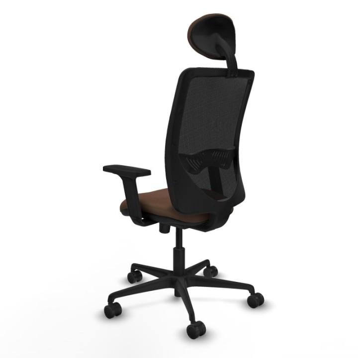 Zulema sincro malla negra bali marrón oscuro brazos 2D base nailon cabecero fijo ruedas 65mm nailon