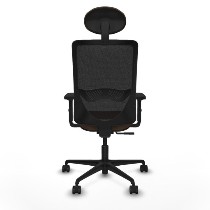 Zulema sincro malla negra bali marrón oscuro brazos 2D base nailon cabecero fijo ruedas 65mm nailon