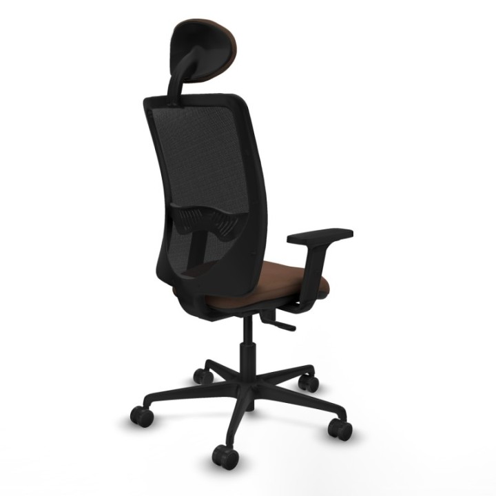 Zulema sincro malla negra bali marrón oscuro brazos 2D base nailon cabecero fijo ruedas 65mm nailon