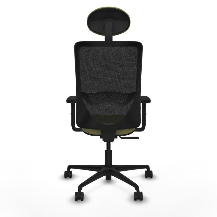 Zulema sincro malla negra bali verde oliva brazos 2D base nailon cabecero fijo ruedas 65mm nailon